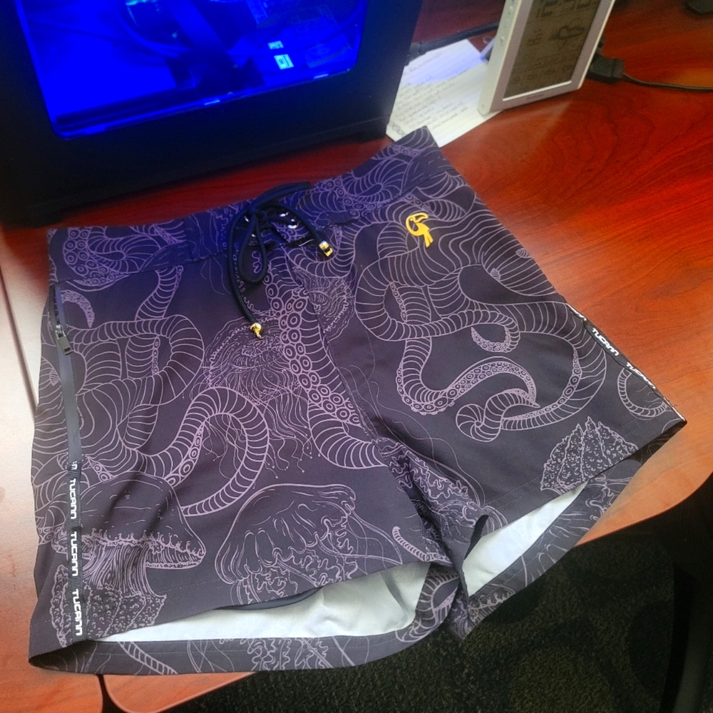 Tucann Black Snake Swim Shorts With Built In Liner